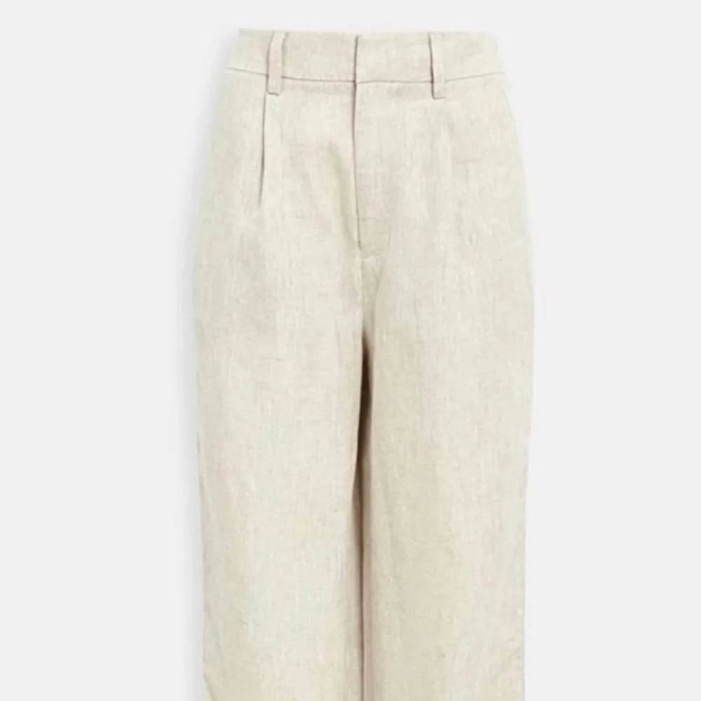Reformation Cello Pants In Oatmeal 100 Linen Wide Leg High Waisted Unlined SZ 10